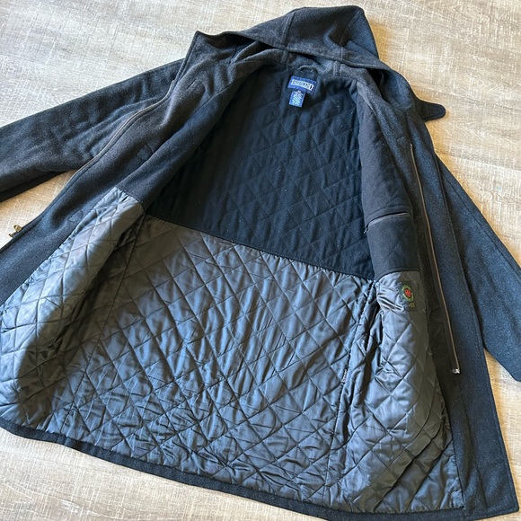 Vintage Lands' End 100% Wool Toggle Duffle Coat Men’s XLT Gray Thinsulate Hooded - Picture 5 of 15